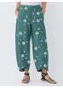 Daisy Floral Print Elastic Waist Casual Pants For Women