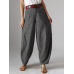 Casual Pure Color Baggy Pockets Harem Pants For Women