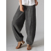 Casual Pure Color Baggy Pockets Harem Pants For Women