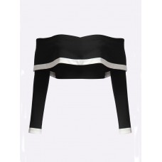 Sexy Off-shoulder Layered Long Sleeve Women Crop Top