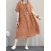 Crew Neck Short Sleeve Soild Color Casual Dress