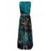 Bohemian Women Sleeveless O Neck Peacock Printed Maxi Dresses