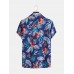 Mens Hawaiian Style Coco Leaf Flower Breathable Short Sleeve Shirts