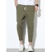 Mens Cotton Linen Solid Color Slim Fit Casual Pants