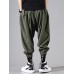 Mens Casual Fashion Vintage Solid Color Drawstring Suede Harem Pants