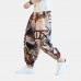 Mens Ethnic Printed Drawstring Loose Harem Pants