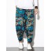 Mens Cotton Linen Ethic Hip Hop Wide Leg Loose Baggy Harem Pants