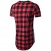 Mens Plaid Pattern Round Neck Short Sleeve T-shirt