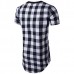 Mens Plaid Pattern Round Neck Short Sleeve T-shirt