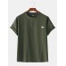 Mens Plain Cotton Solid Color Little Cloud Embroidery T-Shirts