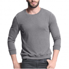 Mens Knit Solid Color Long Sleeve Round Neck Tops Pullover Casual Tee T-shirt