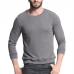 Mens Knit Solid Color Long Sleeve Round Neck Tops Pullover Casual Tee T-shirt