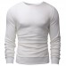 Mens Knit Solid Color Long Sleeve Round Neck Tops Pullover Casual Tee T-shirt