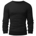 Mens Knit Solid Color Long Sleeve Round Neck Tops Pullover Casual Tee T-shirt