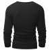 Mens Knit Solid Color Long Sleeve Round Neck Tops Pullover Casual Tee T-shirt