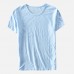 Mens 100% Cotton Round Neck Solid Color Short Sleeve Loose T-Shirts