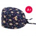 Cartoon Print Floral Elegance Tie-back Surgical Caps Scrub Hat