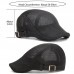 Men Summer Mesh Beret Cap Breathable Visor Flat Hat Adjustable Solid Color Newboy Hat